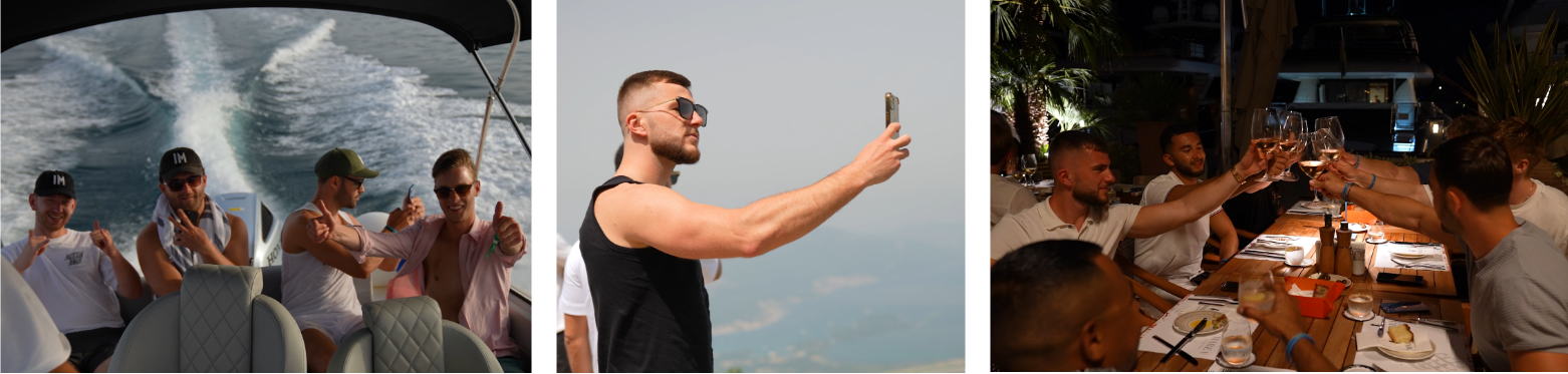 Speedboat, selfie en diner